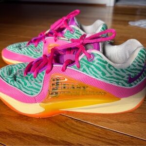 Nike KD Men's Sneakers - Pink, Green, and Yellow